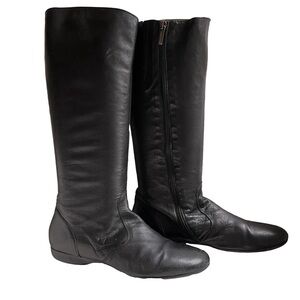 Taryn Rose Calf Skin Leather Low Heel Boots Black 9.5